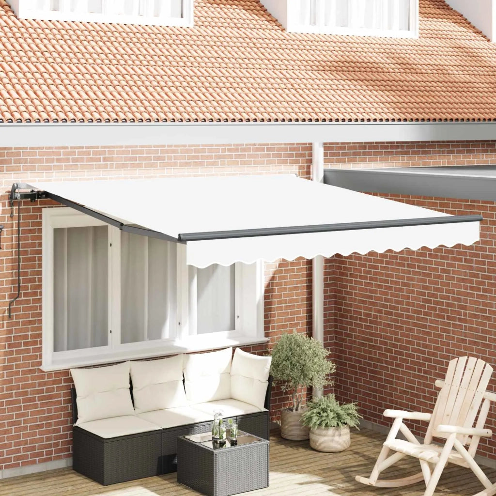 Tenda retrattile-Tenda parasole per balcone Bianco 300 x 250 cm Tessuto e Alluminio