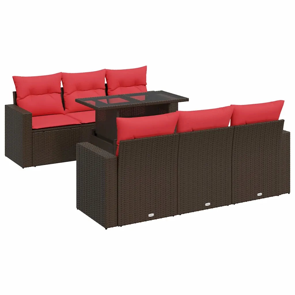 Set Divani Giardino 7 pz con Cuscini Marrone Polyrattan Acacia 3326265
