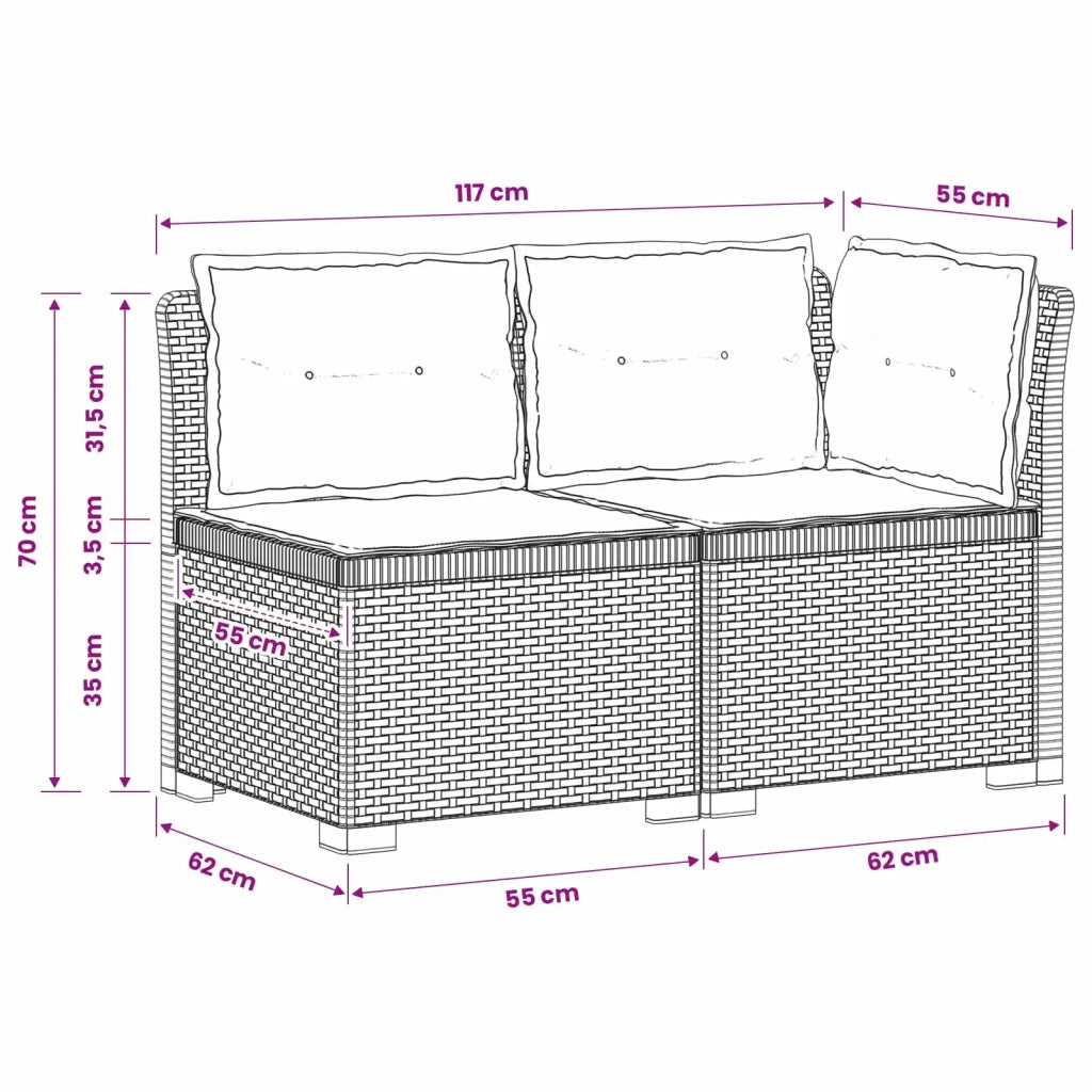 Divano da Giardino a 2 Posti con Cuscini Aspetto Rattan PP 8011943