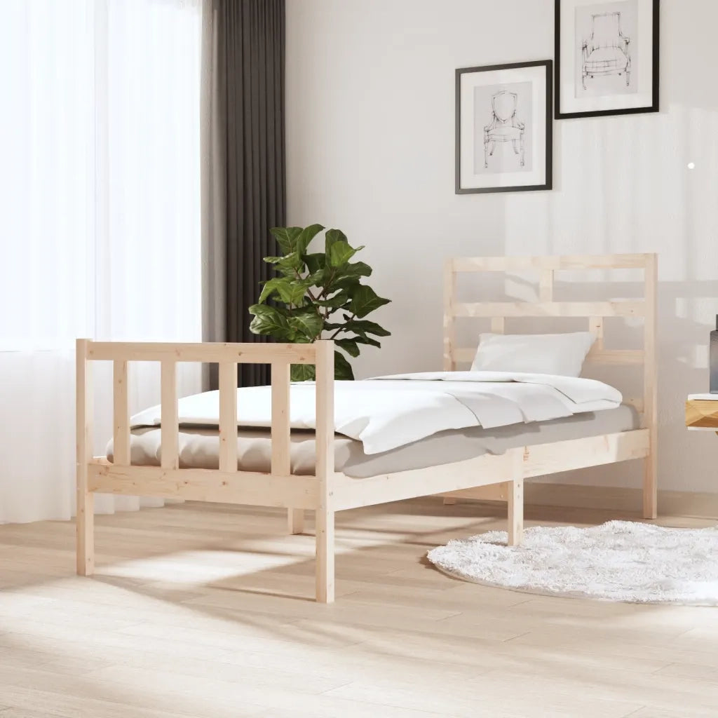 Giroletto-Struttura Letto in Legno Massello Grigio 75x190 cm Small Single 637865