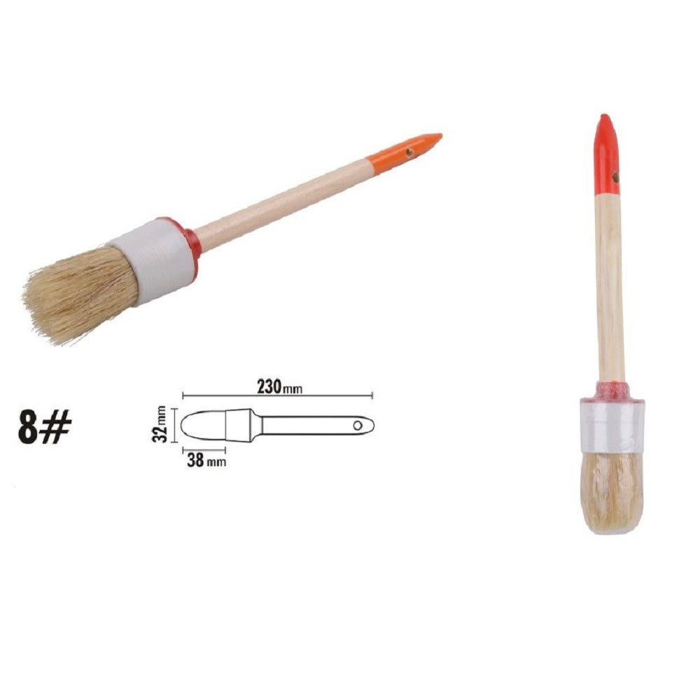 Trade Shop - Pennello Pittura Maniglia In Legno Setole Naturali A Testa Tonda 38 Mm 8" 90292 -
