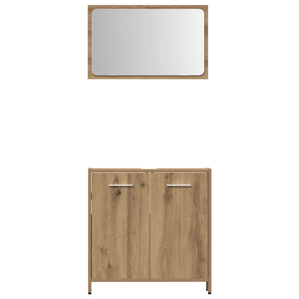 Set Mobili da Bagno 4 pz Rovere Artigianale Legno Multistrato