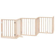 Cancelletto di sicurezza per cani con 6 pannelli in legno di pioppo marrone 02_0023317