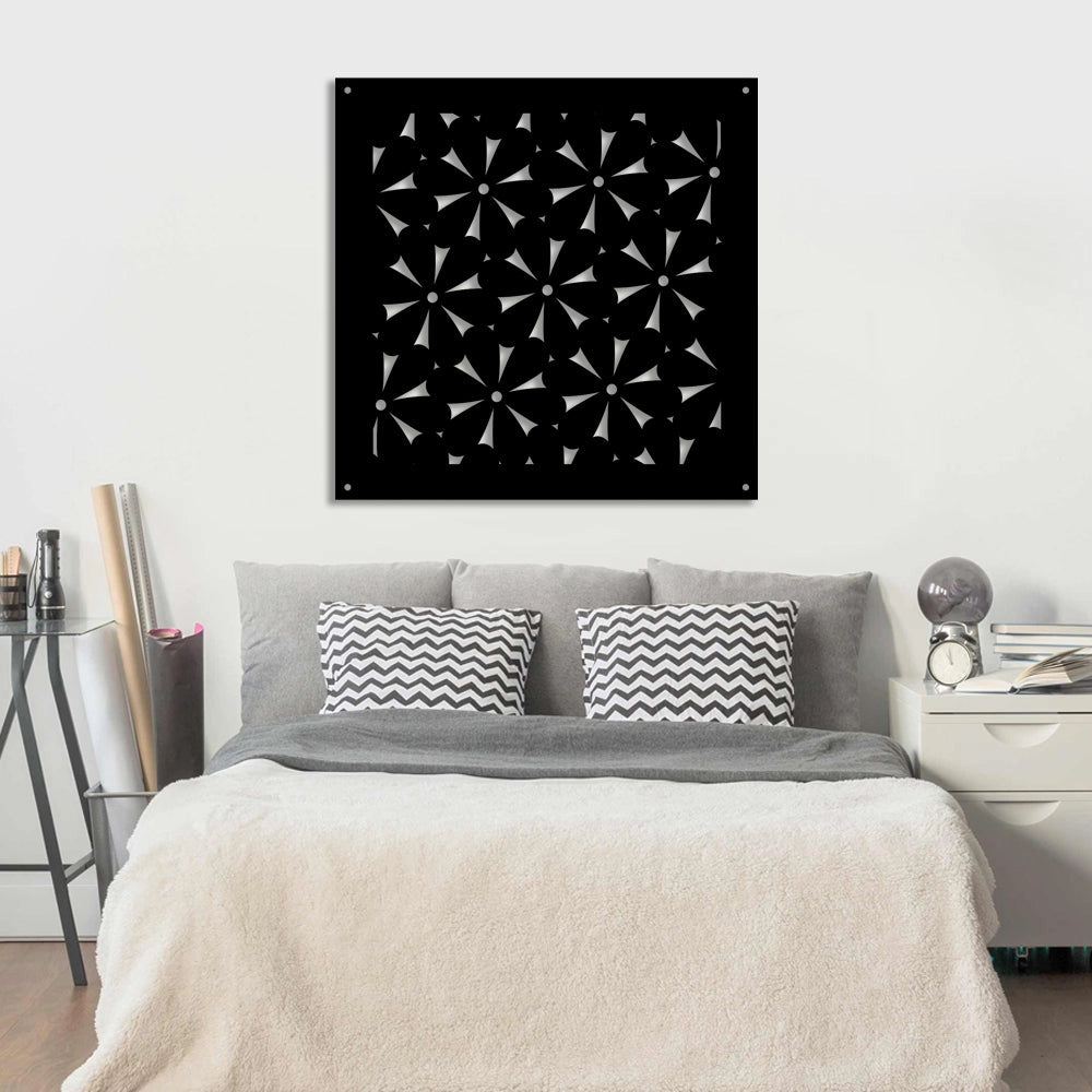 DAISY - Pannello in PVC traforato - Parasole Misura: 48x48 cm, Colore: nero