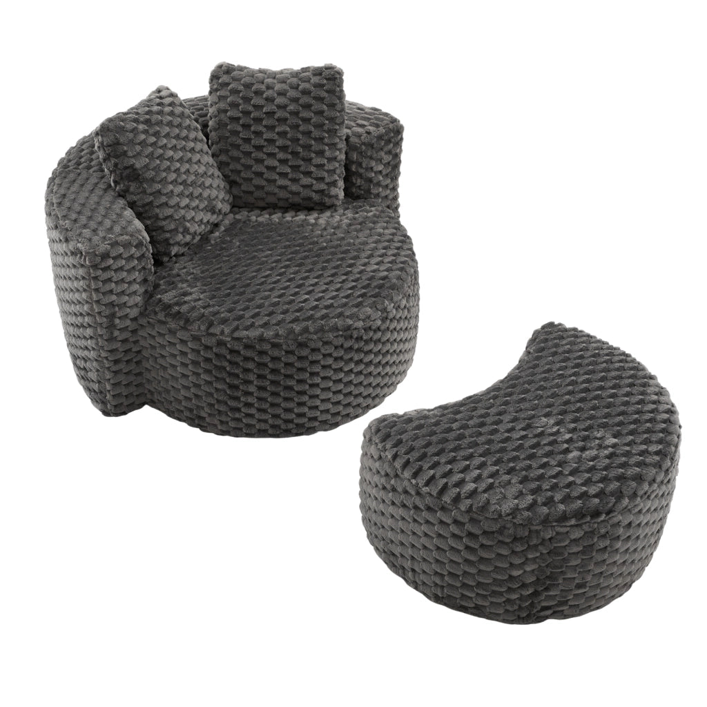 POLTRONA con pouf 130x115x103 cm in tessuto grigio scuro
