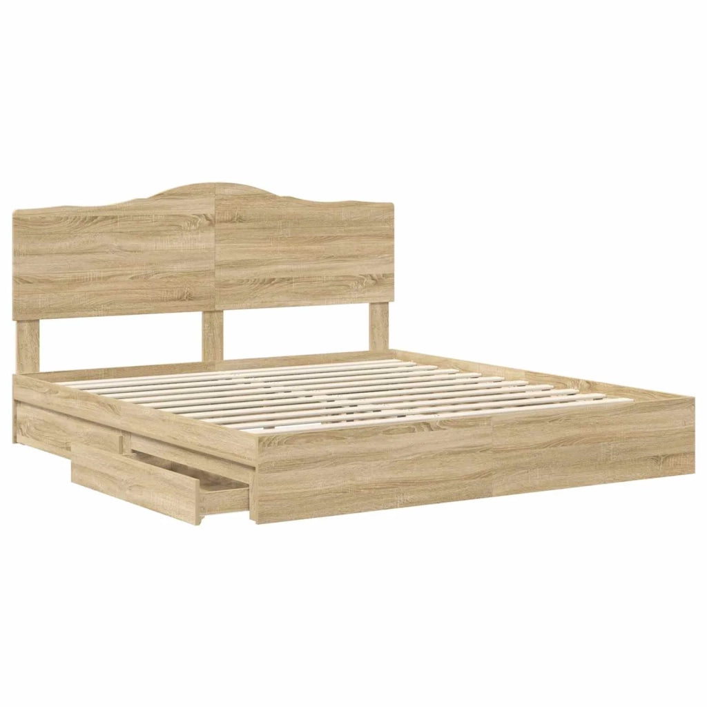 Letto con Contenitore con testiera Rovere Sonoma 180 x 200 cm
