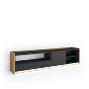 Mobile TV Soggiorno, 207x50x37 cm, Per TV fino a 80", LED, Nero e rovere