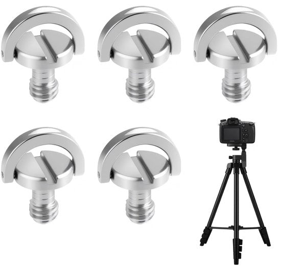Set di viti a dente di lupo in acciaio inossidabile - 5 viti - vite da camera 1/4 pollici - viti universali - compatibili con reflex digitali - sicure e multivalenti