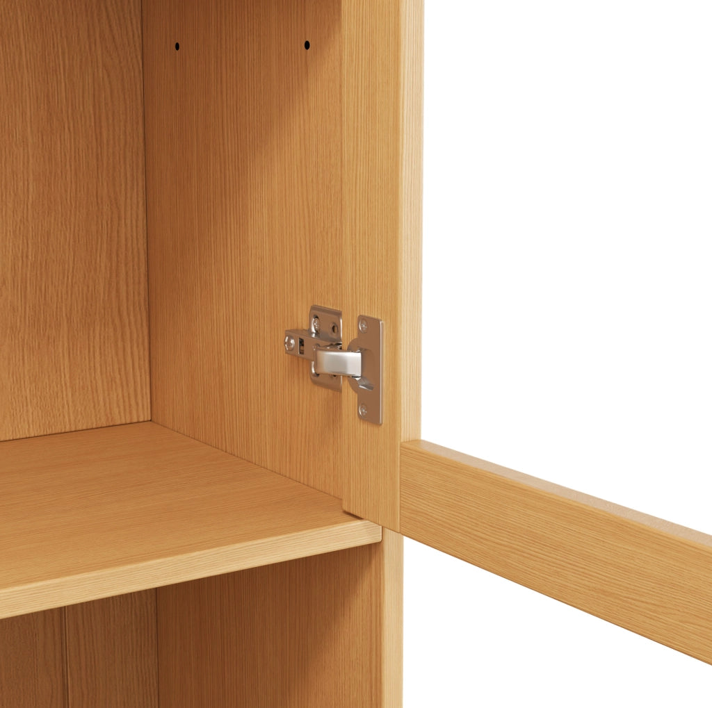 Credenza alta 120x40x191 cm con portabicchieri e prese integrate; truciolare; naturale
