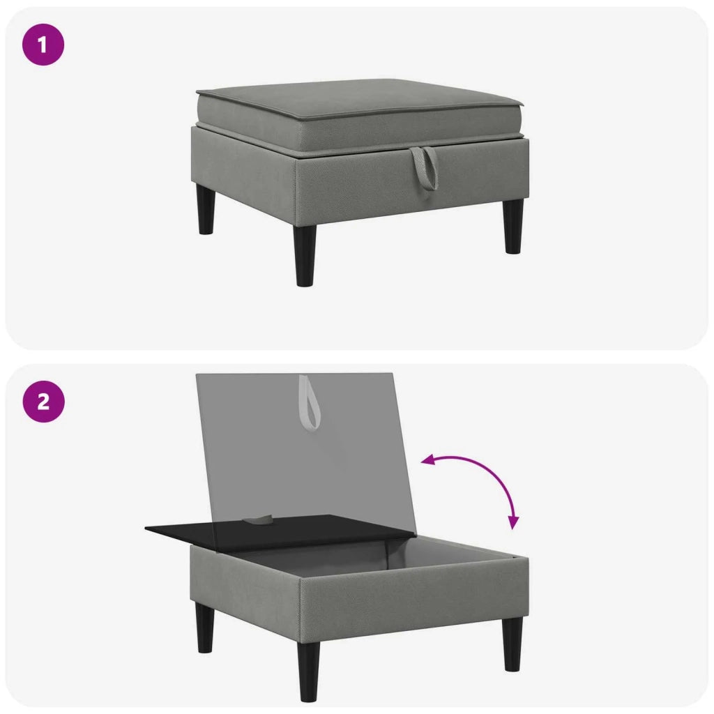 Pouf con Storage Grigio scuro Velluto