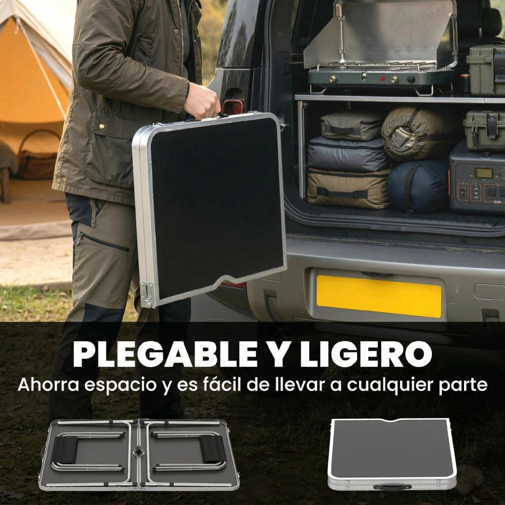 Tavolo da Camping Pieghevole con 4 Sedie ¨C zephmum ¨C Nero 120x60x55-70 cm