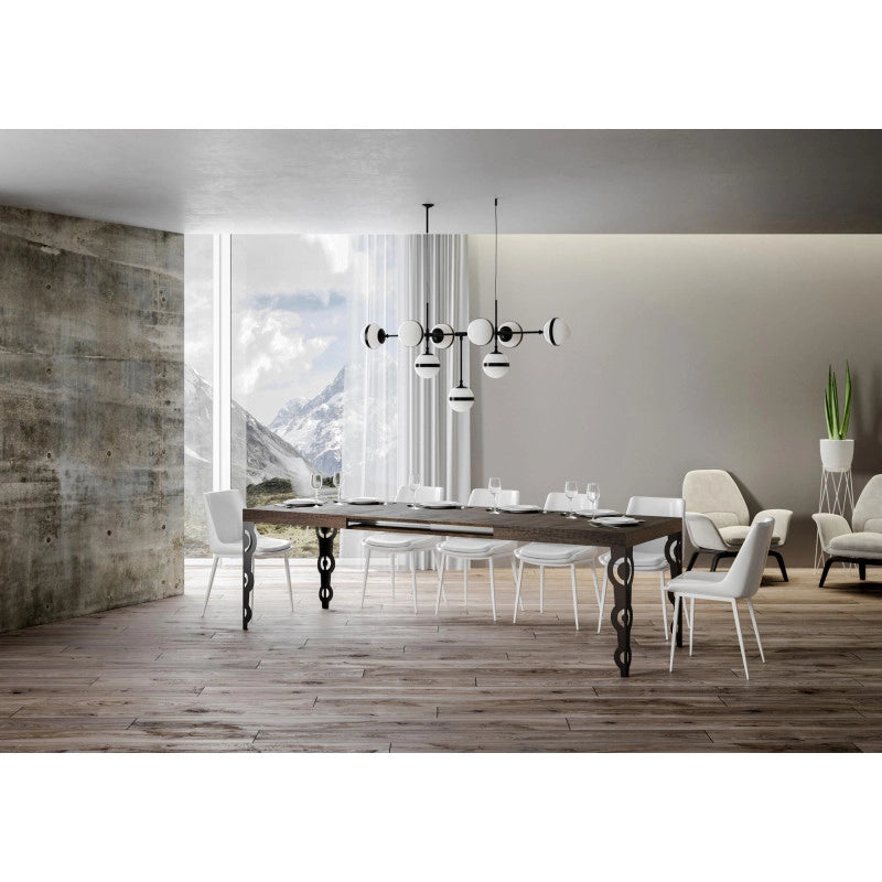 Tavolo allungabile 140/400x90 cm Karamay telaio Antracite - Noce
