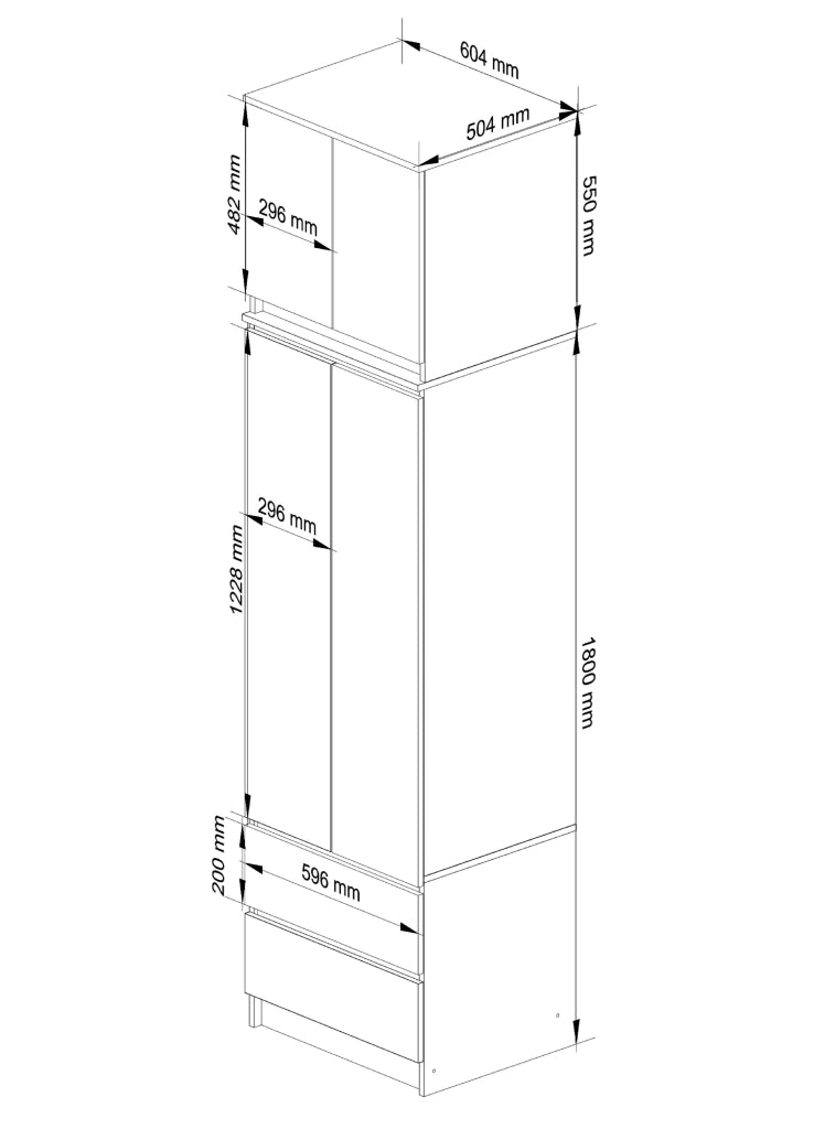 Armadio AKORD S60 con sopralzo Bianca 60 cm 2 ante 2 cassetti 60x51x234 cm