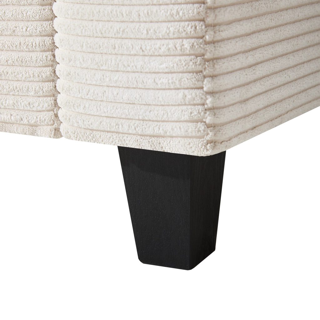 Divano angolare convertibile 4 posti con consolle, portabicchieri, porte USB e tasche laterali in velluto a coste Beige