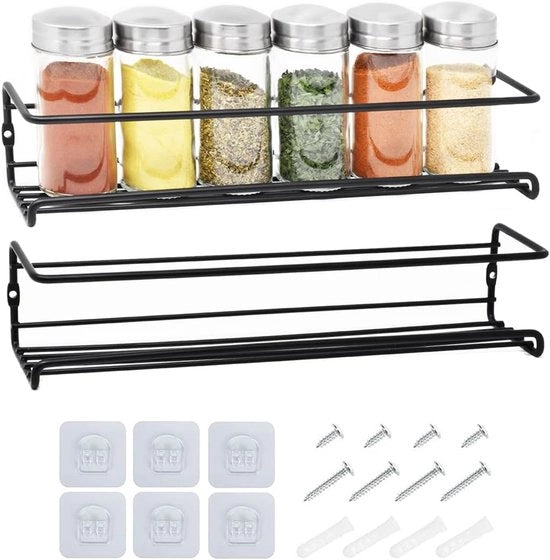Wandrek metallico per cucina - robusto 3 m - facile da installare - pannello per parete - nero 2 pezzi