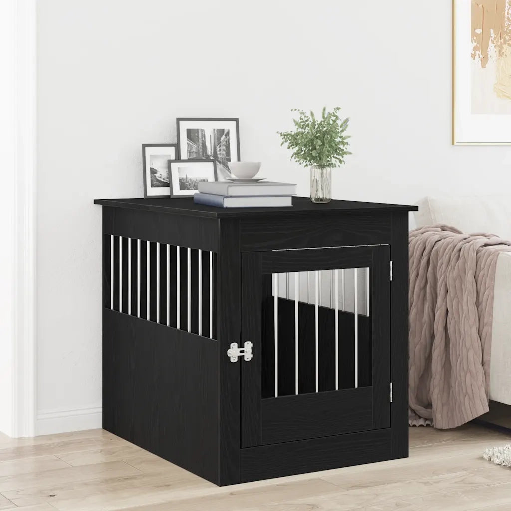 Mobile per cuccia per cani Rovere Nero 64,5x80x71 cm in legno ingegnerizzato 862177