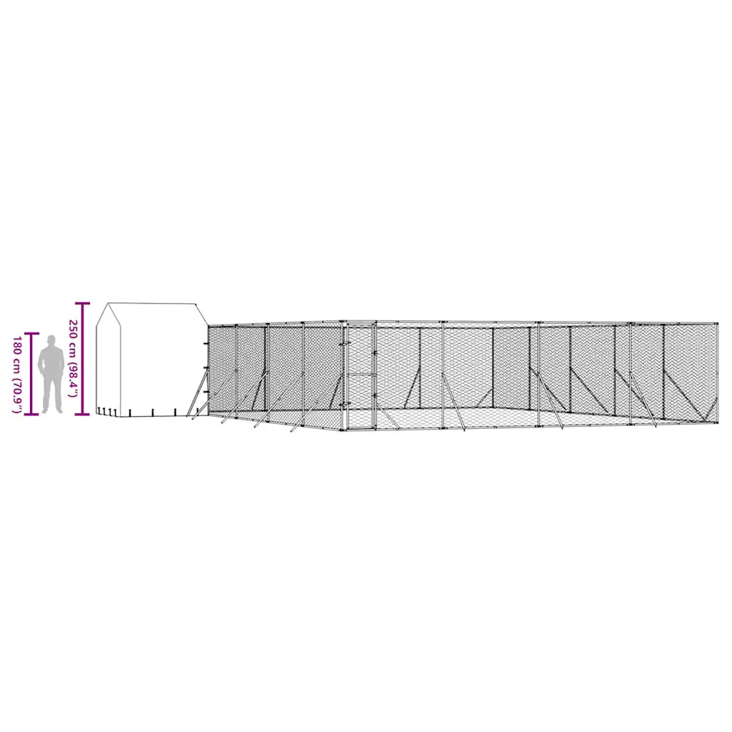 Cuccia Cani da Esterno Tetto Argento 10x10x2,5m Acciaio Zincato 3190481