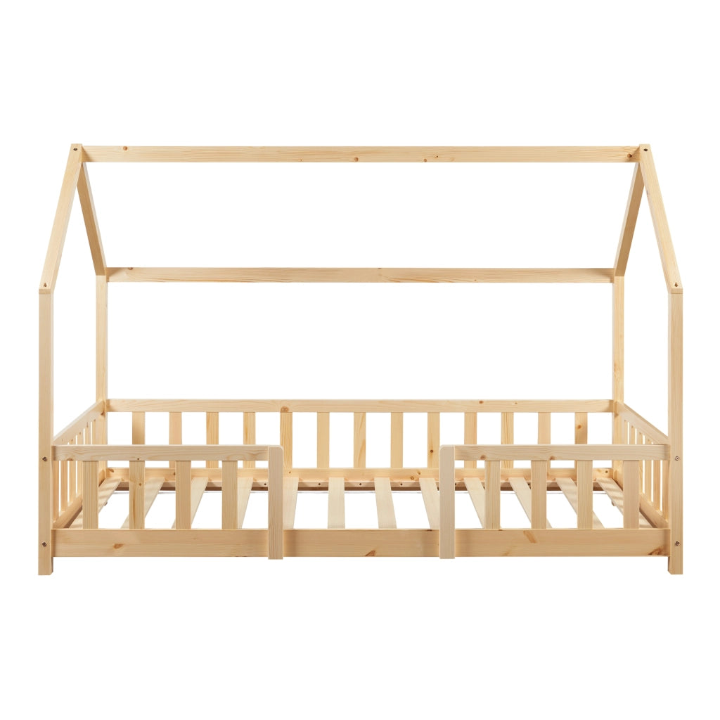 Letto per Cameretta Sisimiut a Forma di Casetta con Materasso 90x200 cm Color Legno Naturale [en.casa] [neu.haus]