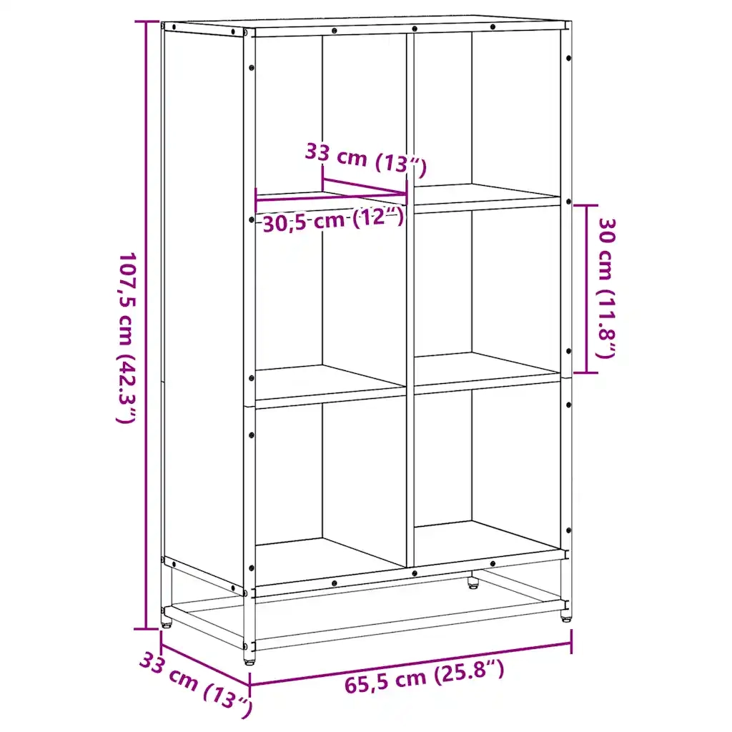 Libreria Grigio Sonoma 65,5x33x107,5 cm in Legno Multistrato 849162