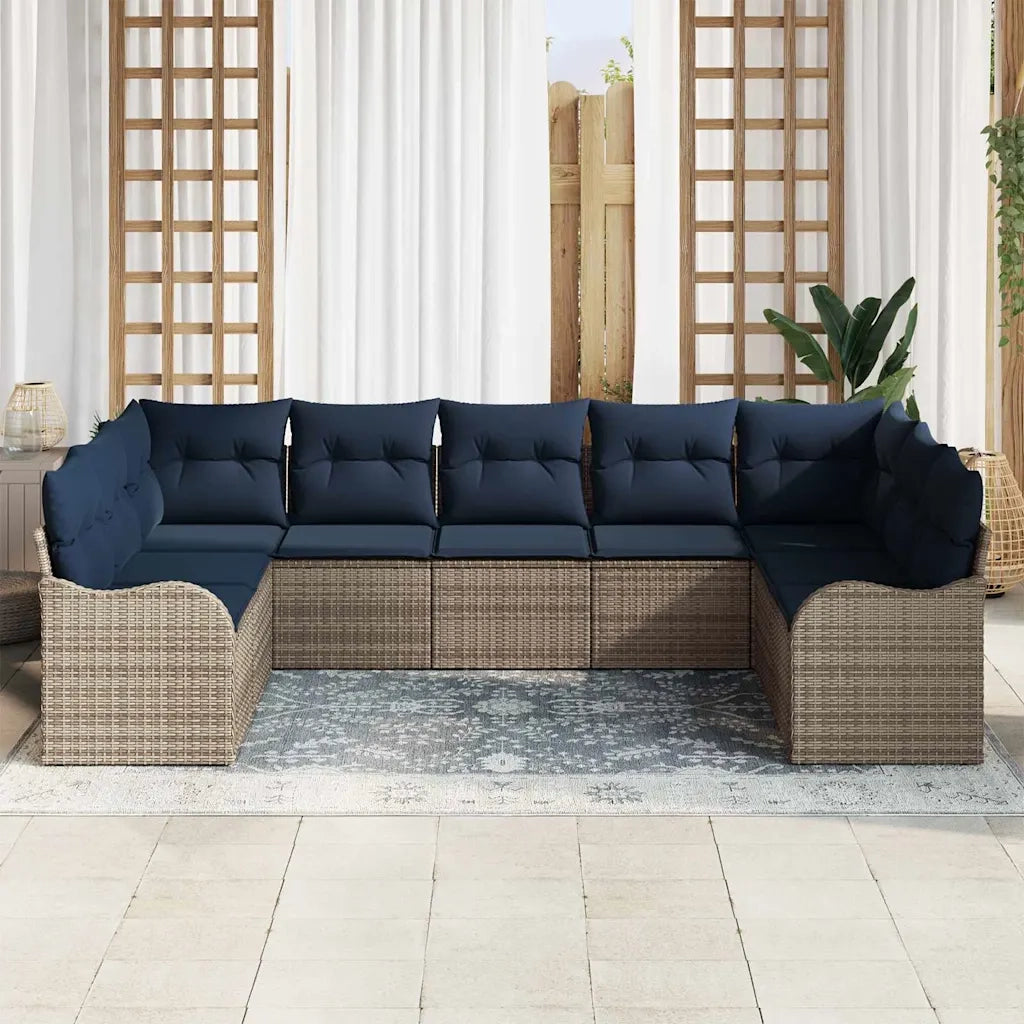 Set Divano da Giardino Grigio polyrattan 3345865