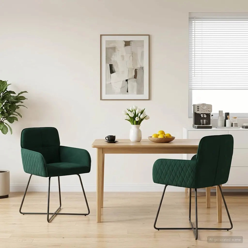 Sedie da pranzo 2 pz Velluto Verde Scuro 59 x 56,5 x 86 cm 42034295