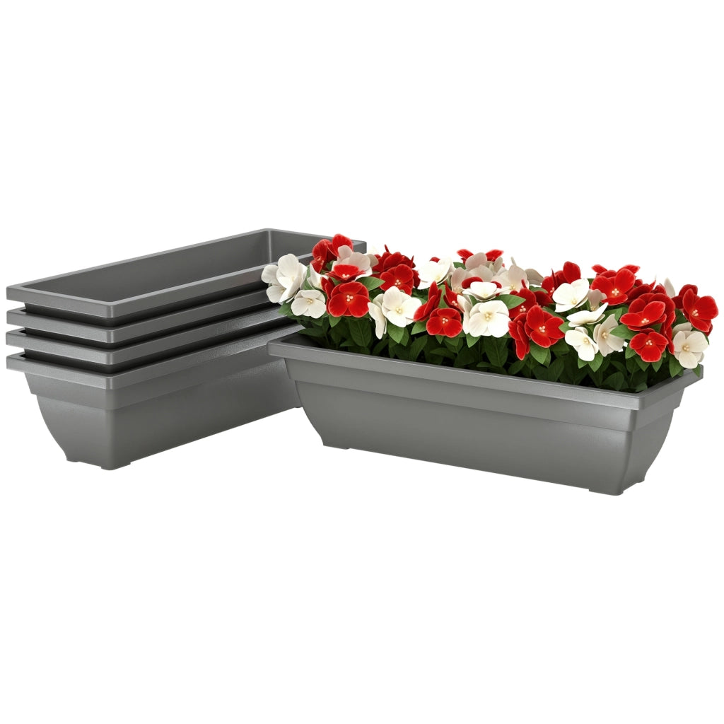 Set di 5 vasi per piante in plastica per terrazzo, giardino e balcone ¨C zephmum ¨C 59x21x16 cm, grigio