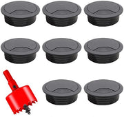 Cavo porta cavi 60mm - Porta cavi da tavolo - Seghe a gusci - Gestione cavi - 8 pezzi - Materiale ABS e metallo resistente