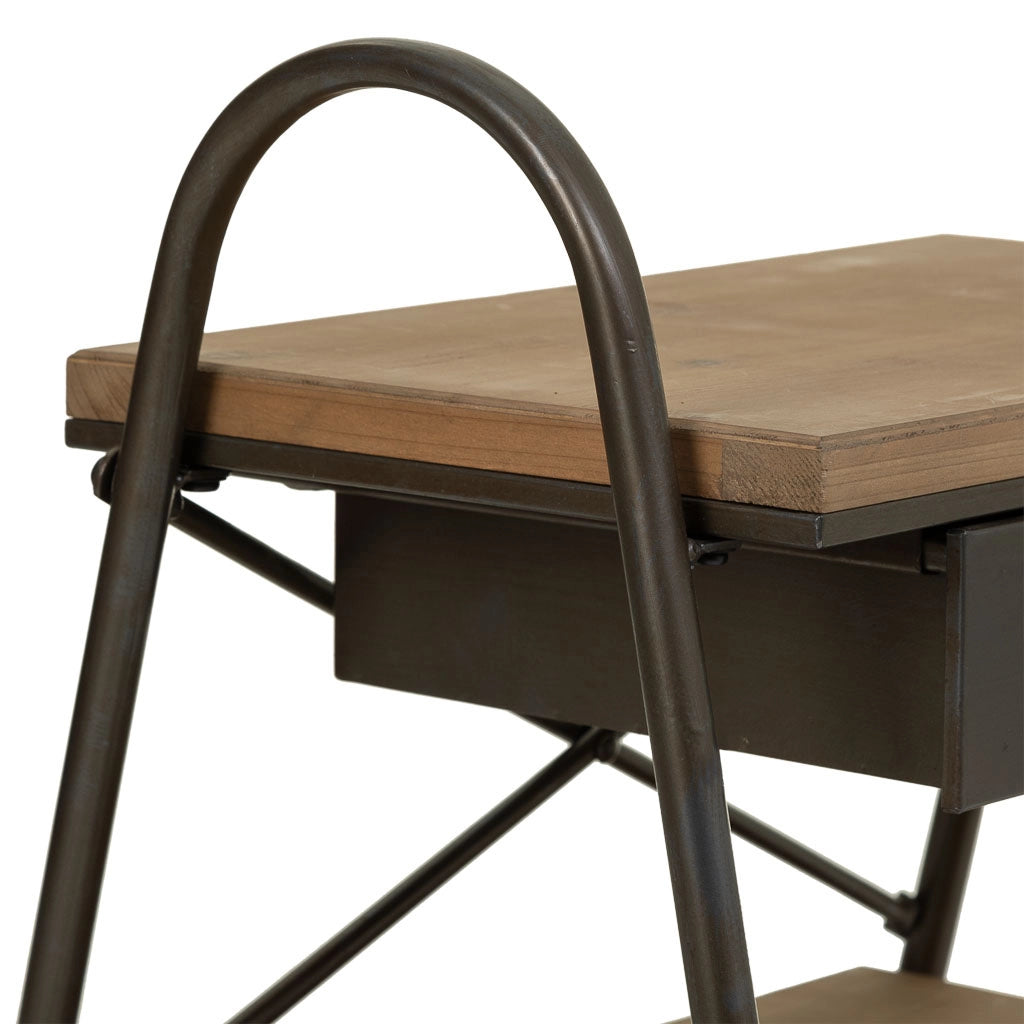 Tavolino in legno e metallo marrone 52x42x60h cm
