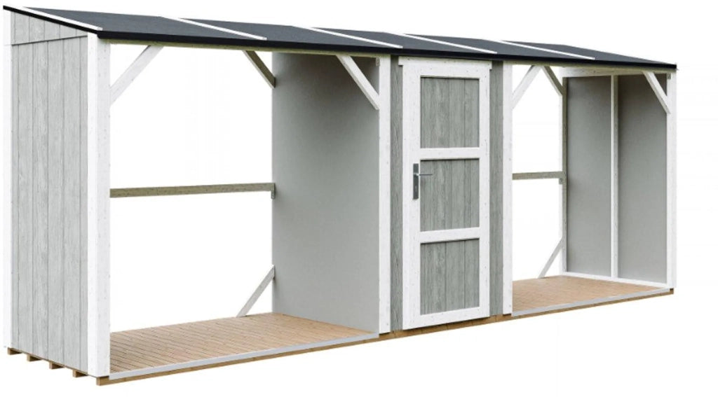 TIMBELA M986-TUNDRA GREY Legnaia Doppia con Ripostiglio 6,49 m²