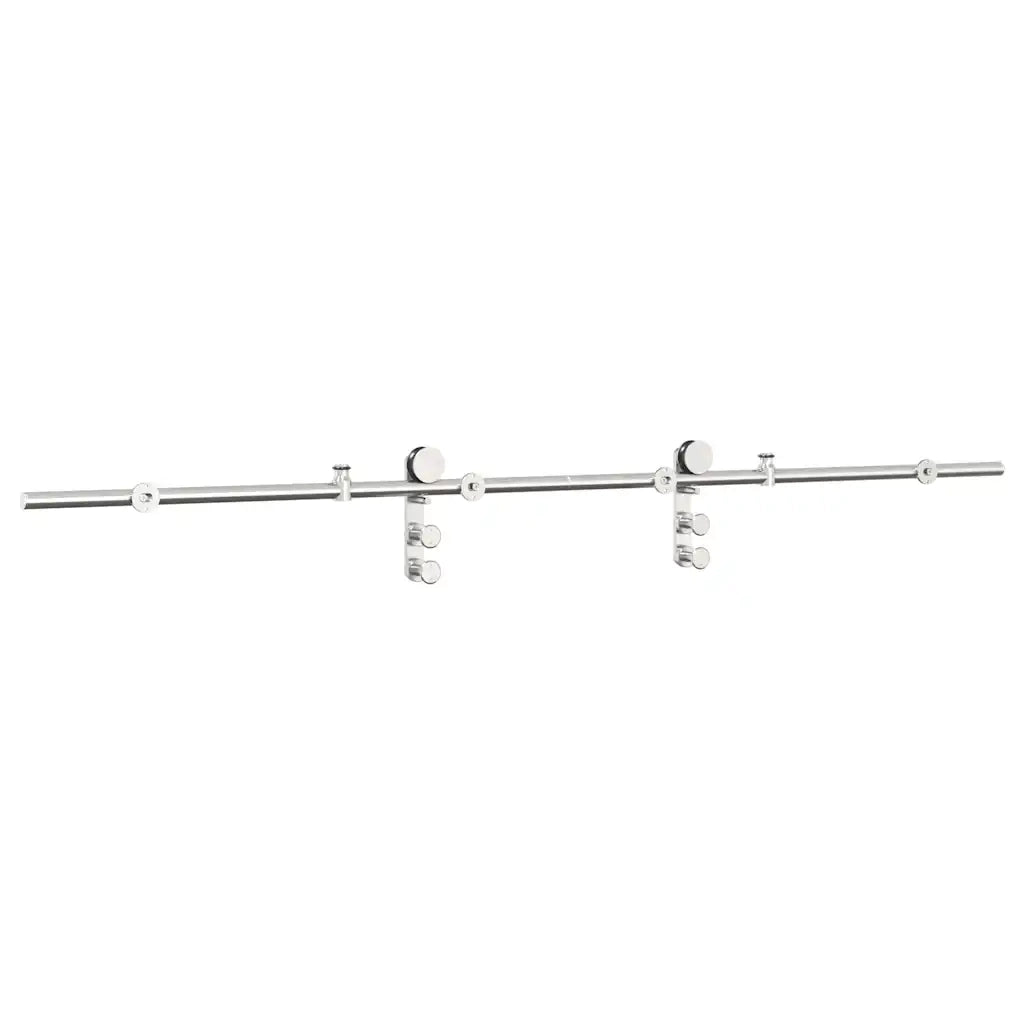 Kit Binari Porta Scorrevole 200 cm Acciaio Inossidabile Argento 4009694