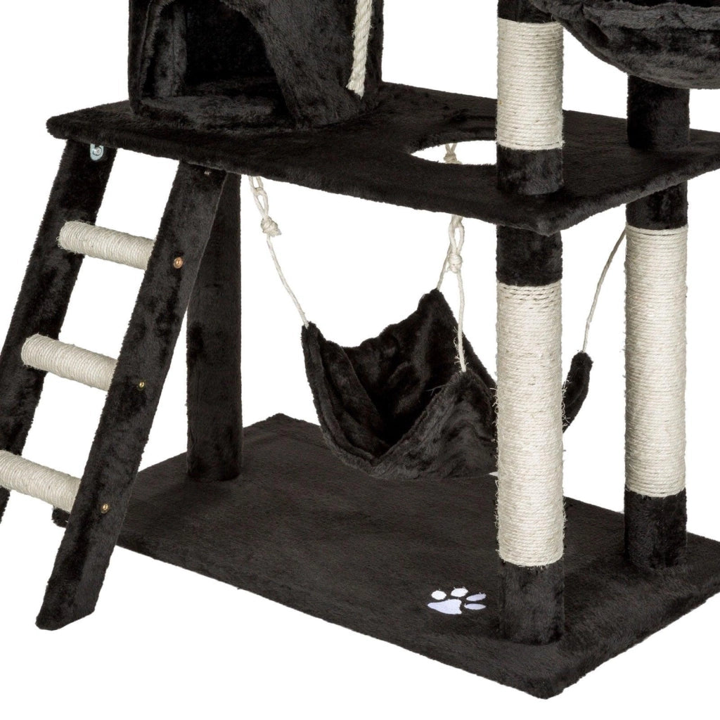 Tiragraffi albero per gatti cuccia per gatti peluche nero 141 cm 08_0000514