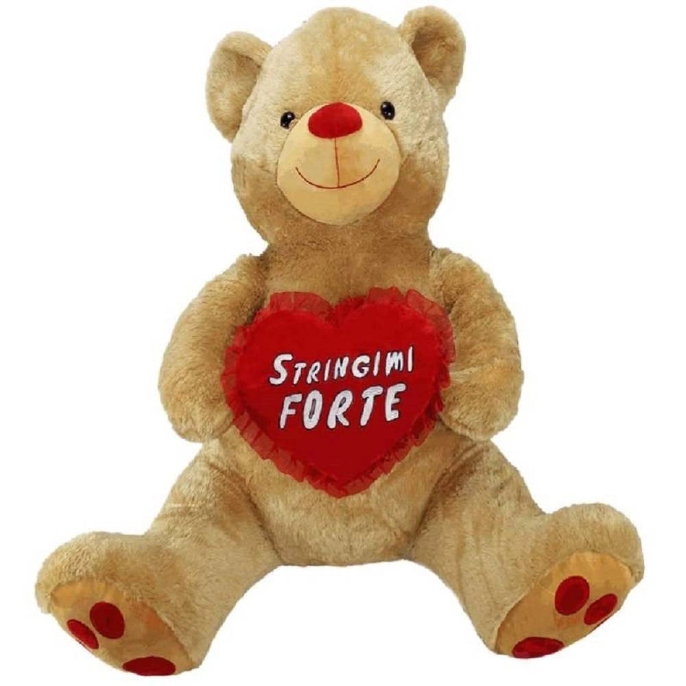 Trade Shop - Orso Peluche 90 Cm Con Cuore Stringimi Forte Orsacchiotto San Valentino 96255 -