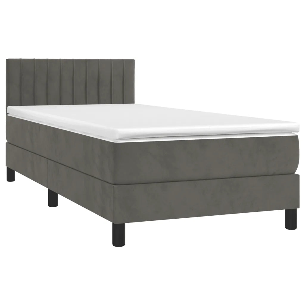 Letto a Molle con Materasso e LED Grigio Scuro 80x200cm Velluto 3134490