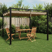 vidaXL Gazebo da Giardino con Tetto Retrattile Tortora 3x3 m Acciaio