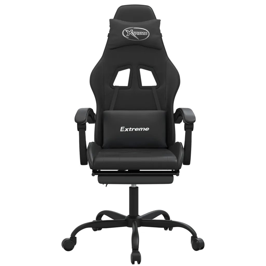 vidaXL Sedia da Gaming con Poggiapiedi Nero in Similpelle