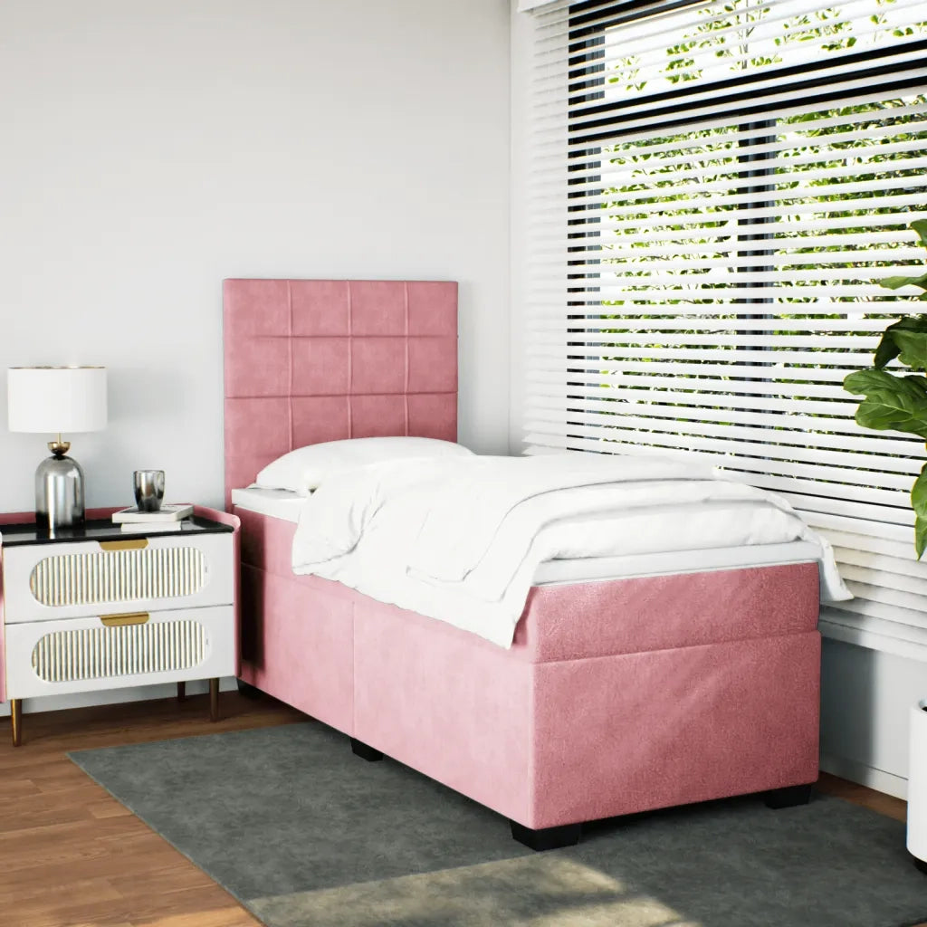 Giroletto a Molle con Materasso Rosa 90x190 cm in Velluto