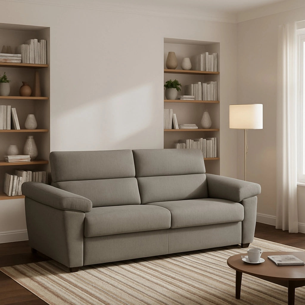Seui, Divano Letto 2 Posti Sfoderabile Made in Italy, 185x95 cm Grigio Tortora