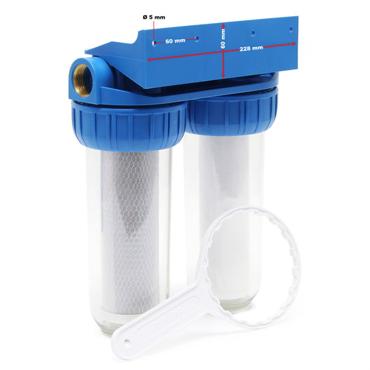 Naturewater Filtro dell'acqua a 2 livelli NW-BR10B3, con cartucce filtranti da 254 mm, attacco tubo 26,16 mm