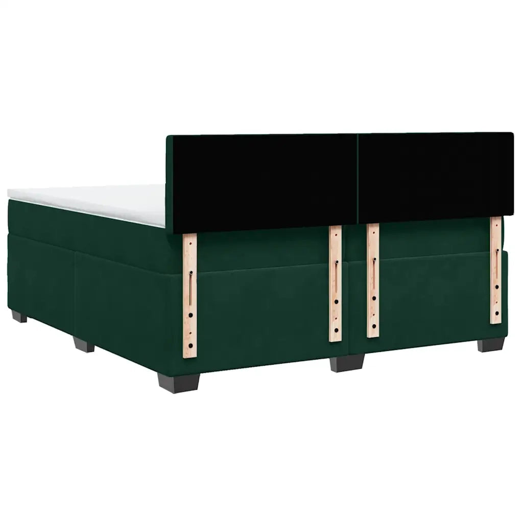 Giroletto a Molle con Materasso Verde Scuro 200x200 cm Velluto