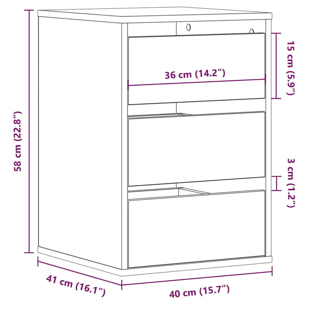 vidaXL Cassettiera Angolare Rovere Artigianale 40x41x58cm Multistrato