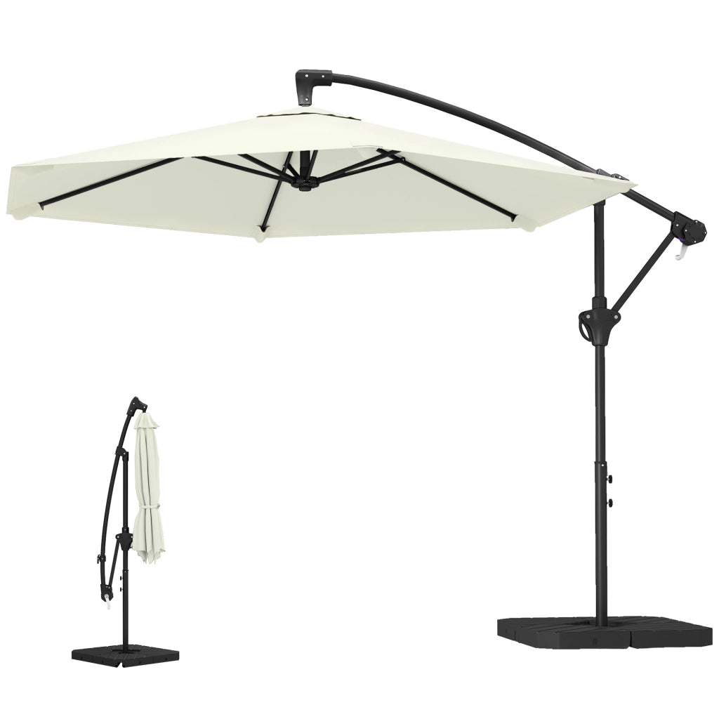 Ombrellone da giardino ?300 cm con meccanismo a manovella ¨C zephmum ¨C bianco crema