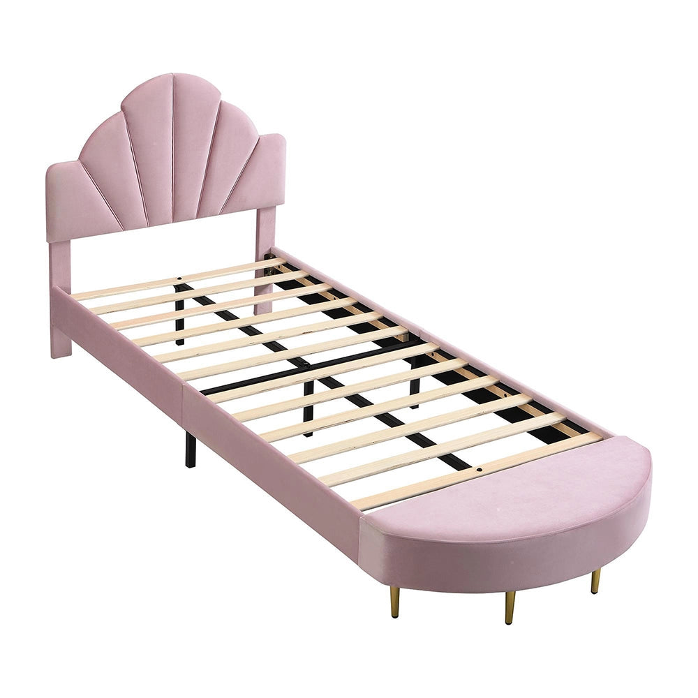 Letto imbottito-Xylo-90x200cm velluto panchina antishock rosa
