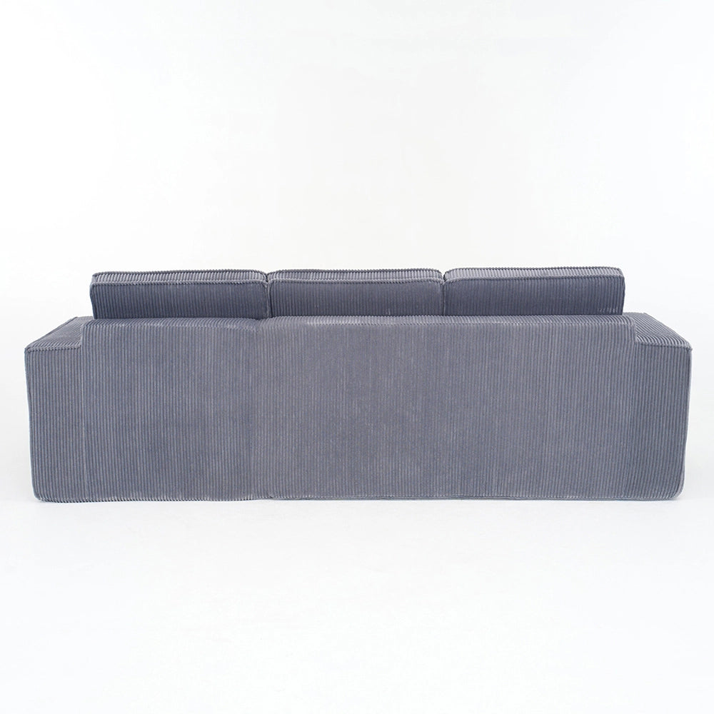 Divano angolare in velluto costato - Xylo - 2 posti + chaise longue, schiuma ad alta densit¨¤, grigio