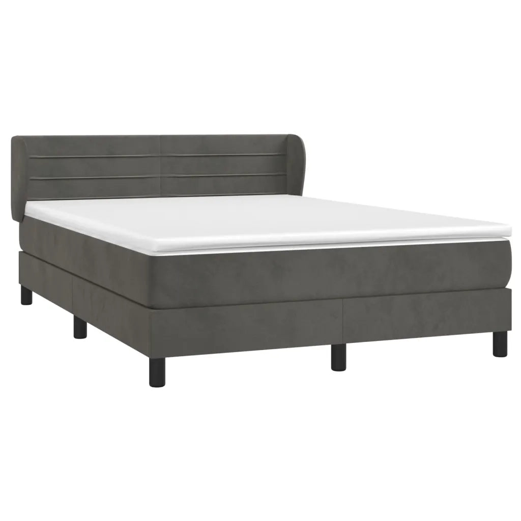 Giroletto a Molle con Materasso Grigio Scuro 140x190 cm Velluto cod mxl 62906