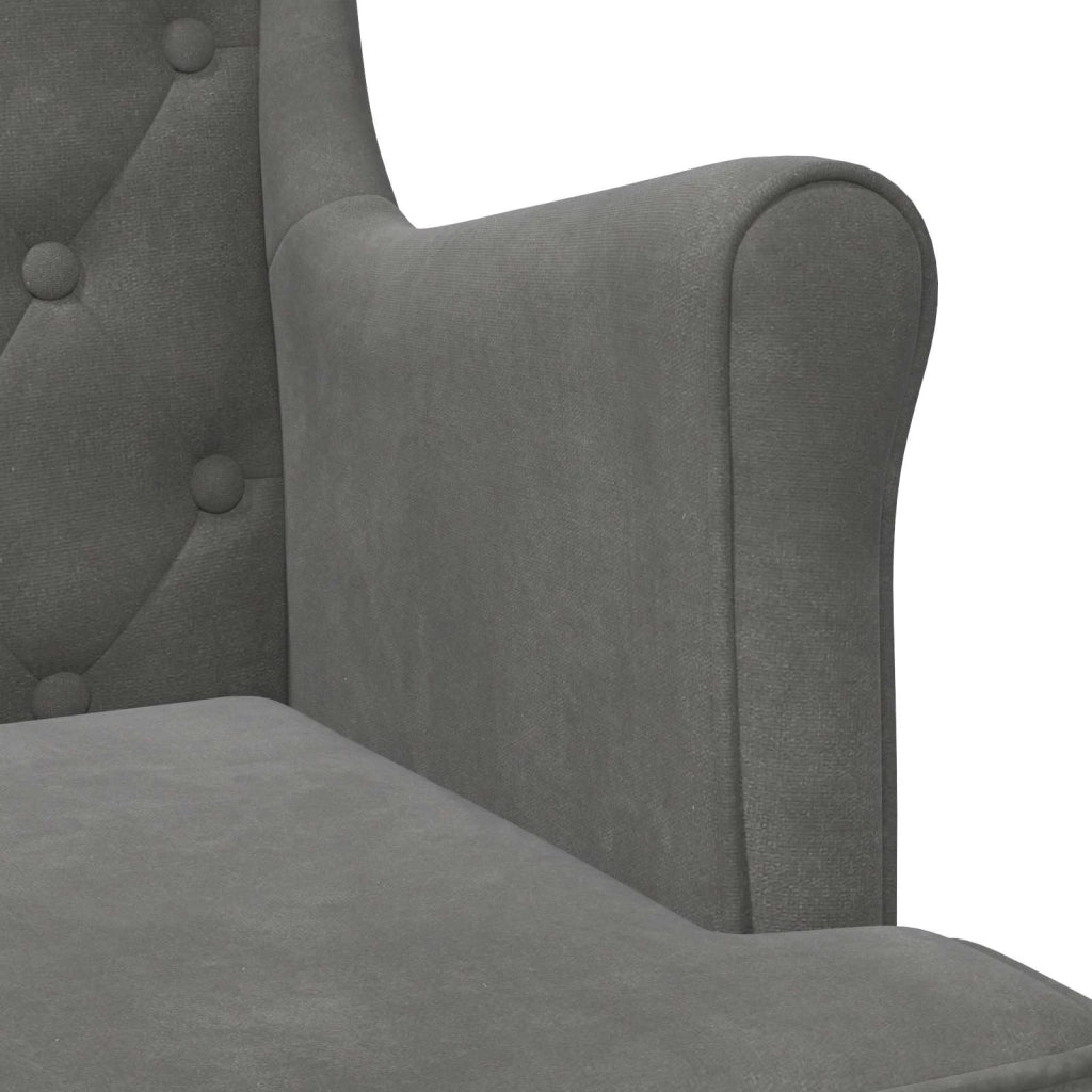 Poltrona-Divano Sedia-Poltroncina Grigio Scuro Velluto 210569