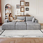 Divano Cloud 260cm in Velluto a Coste ¨C MINIMAL ¨C Grigio Scuro, Imbottito, Sfoderabile