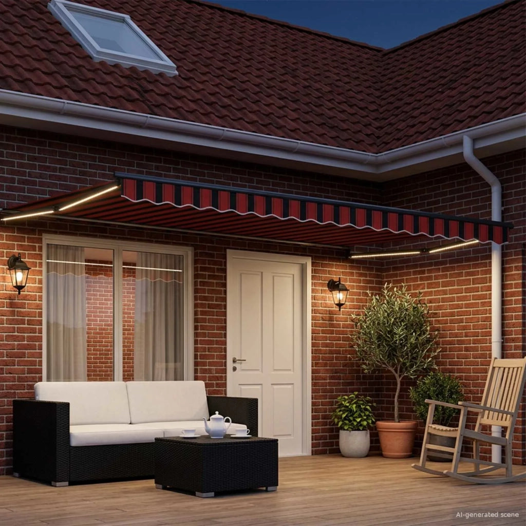 Tenda retrattile manuale con LED-Tenda parasole per balcone 4 ¡Á 3 m 565732