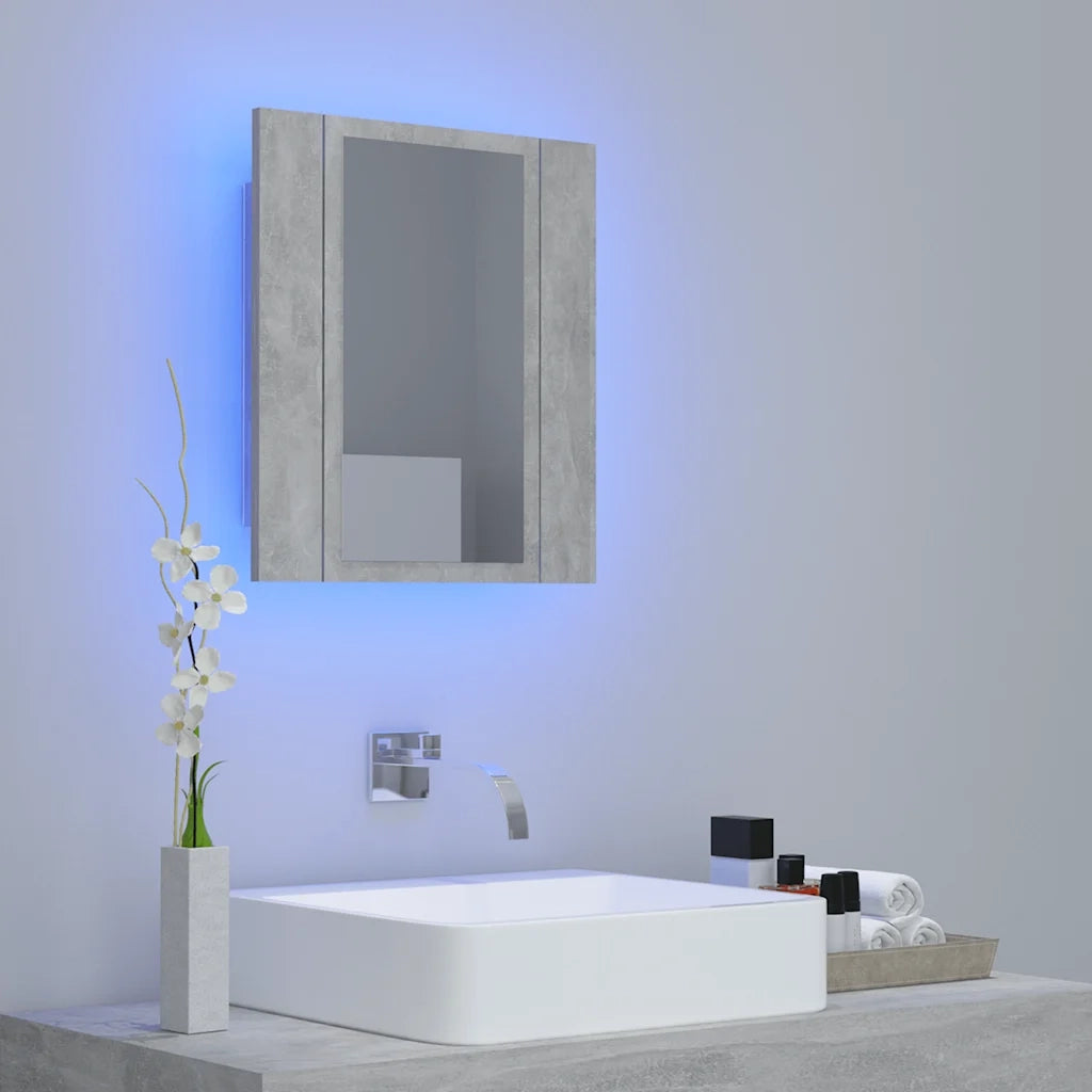 Armadietto a Specchio con Luci LED-Mobiletto a specchio Grigio Cemento in Acrilico 883080