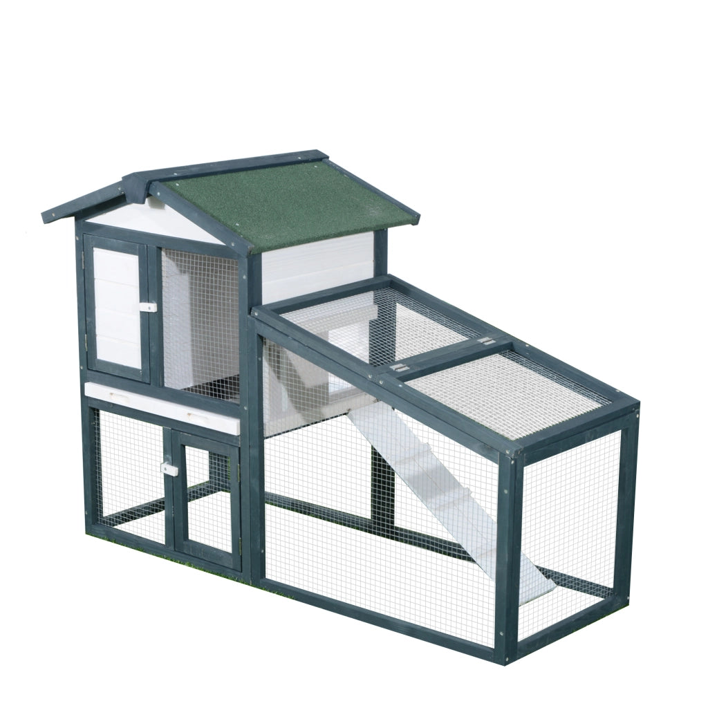 Gabbia per Conigli 2 Piani ¨C Xylo ¨C Legno Abete Verde e Bianco 140x65x100cm