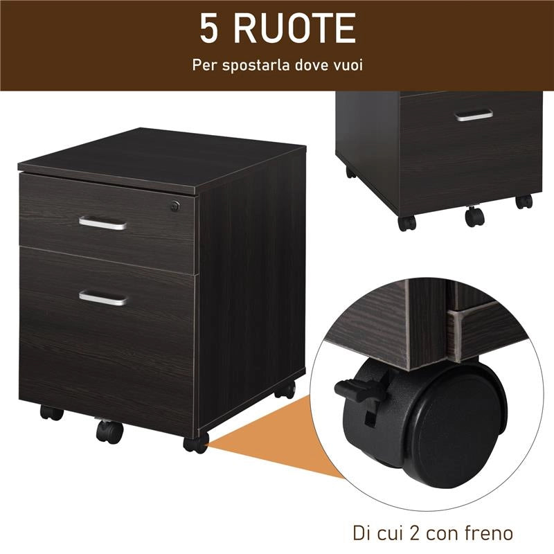 CASSETTIERA PORTADOCUMENTI DA UFFICIO IN LEGNO CON 2 CASSETTI 40 X 44 X 54.6 CM